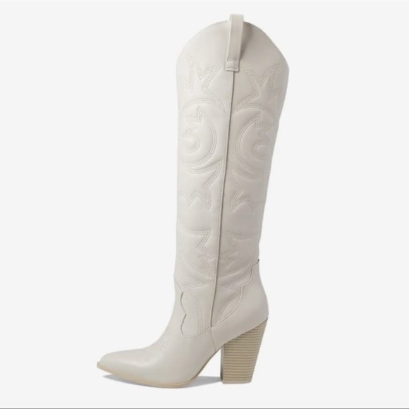 Steve Madden Lasso Lincoln High Bone Beige Cowboy Boots New Womans Knee High - Picture 3 of 11